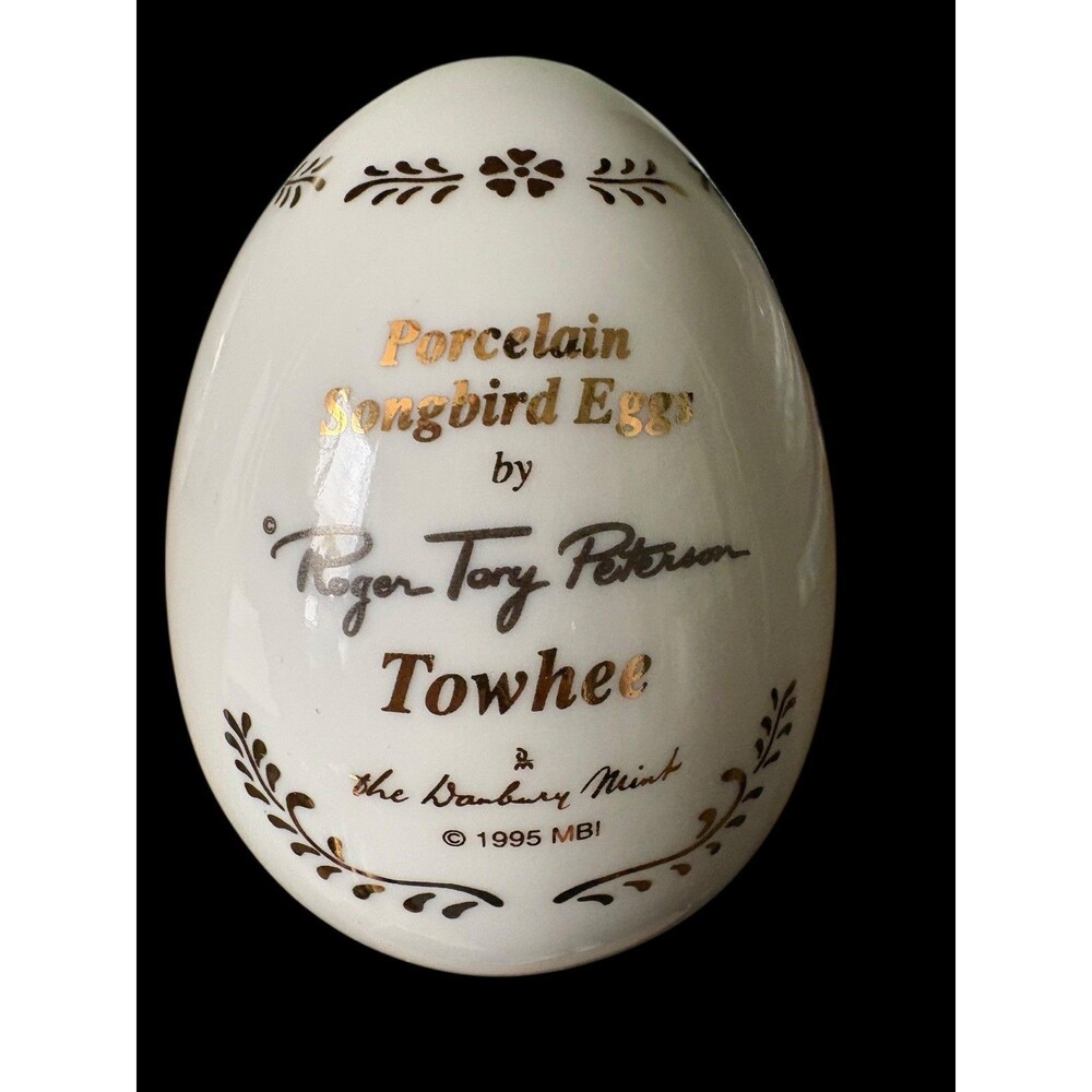 Danbury Mint Roger Tory Peterson Porcelain Songbird Egg Towhee 1995 - Picture 5 of 6